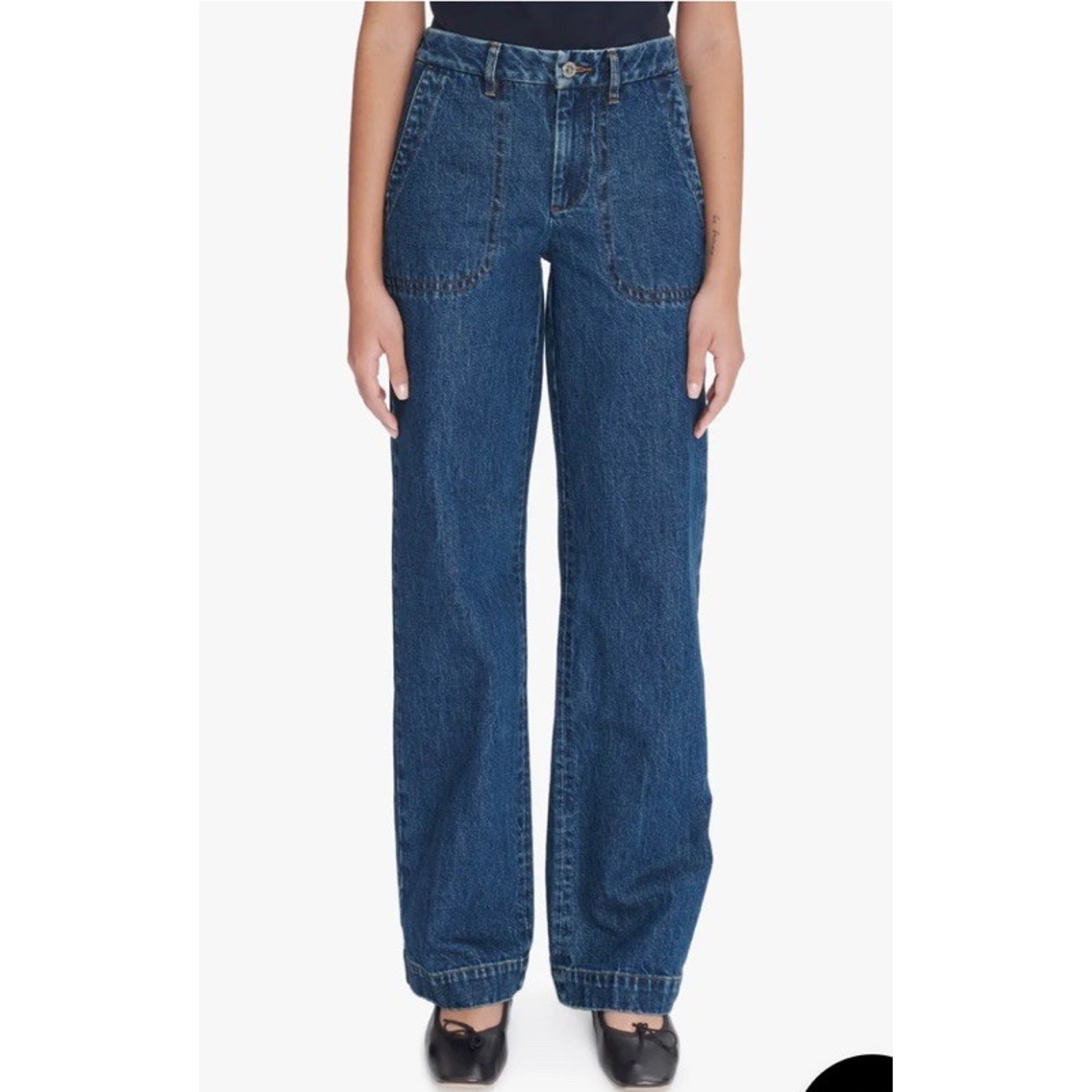 Apc Seaside Denim Jeans Women 29x30 Baggy Wide Straight Leg Indigo $350 Exc